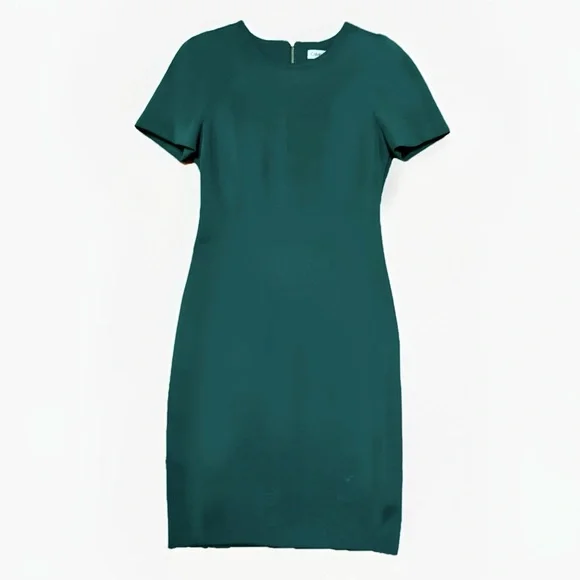 $129 Org NWT Calvin Klein Green Sheath Dress Sz L Capsule Minimalist Pearl Event - Picture 2 of 8